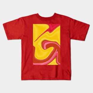 Red and Yellow Swirling Liquify Pattern Kids T-Shirt